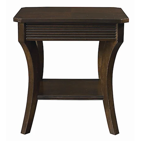 Square End Table with Sunburst Veneer Top